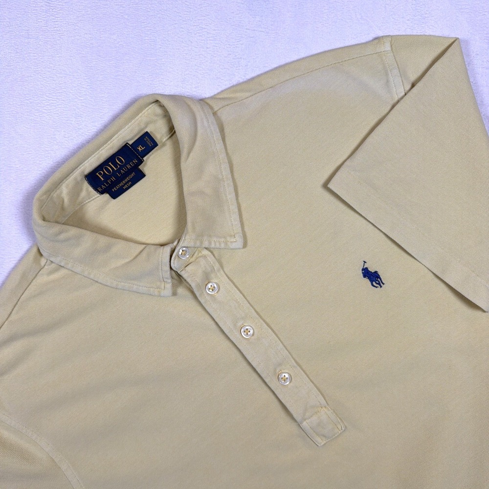 Polo Ralph Lauren Featherweight Mesh Polo Shirt XL Yellow Custom Fit